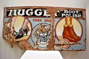 Vintage Enamel Porcelain Sign Nugget Boot Polish Tiger Brand Imperial Enamel C"6 - Picture 1 of 5