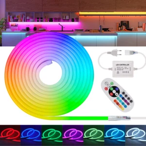 220V Led Strip RGB Neon Flex Rope Light Waterproof LED Tape 5050 White UK plug - Picture 1 of 17