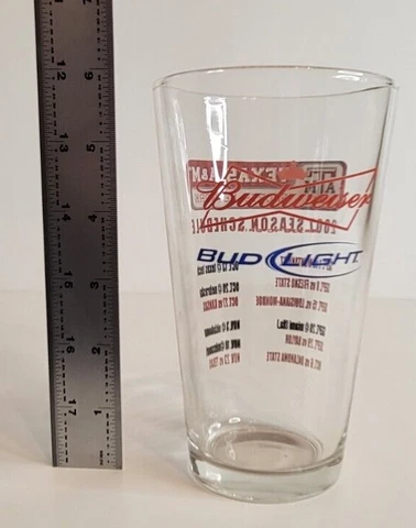 Budweiser Bud Light Pint Glass Texas A&M Sports Network 2007 Season Schedule Cover