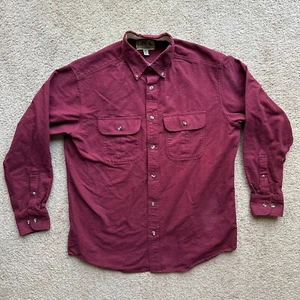 Cabelas Shirt Mens Medium Button Down Deerskin Soft Chamois Flannel Red Pockets - Picture 1 of 11
