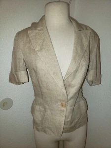VALENTINO Miss V light brown  Linen one button Top blazer 100 % linen Sz 40/6 - Picture 1 of 10