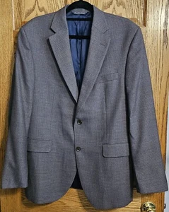 Jack Victor Mens Wool Blazer 42R Navy Blue Tan Checked Sports Coat Lined Canada - Picture 1 of 9