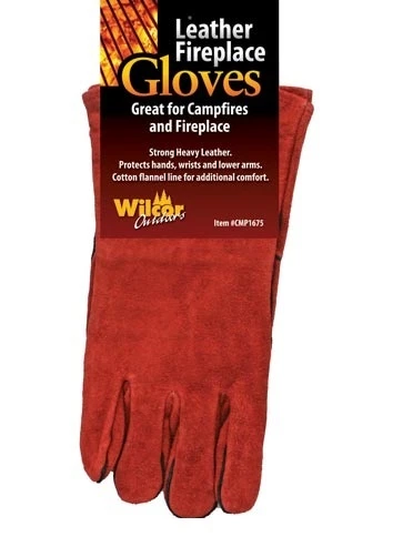 WILCOR OUTDOORS Fireplace Gloves Woodstove Camp Fire Leather 14"
