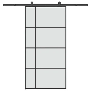 Black Matt Sliding Door 102.5x205 cm ESG Glass & Aluminium with Hardware Set - Picture 1 of 5