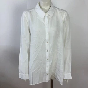 Eileen Fisher Large Irish Linen Button Long Sleeve Shirt White MINT HRJ - Picture 1 of 19