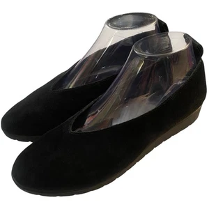 Eileen Fisher Damen Keilabsatz Schwarz Wildleder Freizeit Baller Flats Keilabsatz Größe 8 - Bild 1 von 5