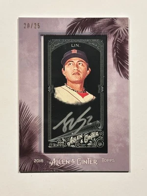 Tzu-Wei Lin 2018 Topps Allen & Ginter Mini Frame Auto Silver Ink 20/25 Red Sox - Image 1 of 2