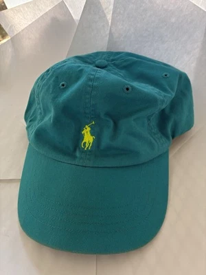 Chapéu Polo Ralph Lauren Adulto Tamanho Único Turquesa Alça Ajustável Traseira Amarelo Pônei - Imagem 1 de 4