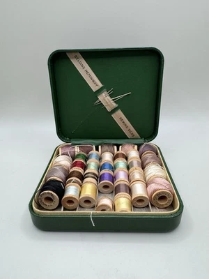 Lot Vtg Sewing Thread Case Wooden Spools Belding Corticelli Mixed Colors - Image 1 of 4