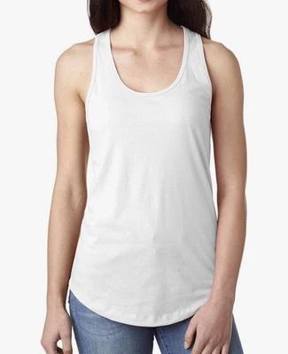 3 Pk Next Level Ladies' Ideal Racerback Cotton Polyester Tank Top N1533 - White - Image 1 of 4