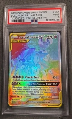 POKEMON CARD SOLGALEO & LUNALA GX SECRET 254 COSMIC ECLIPSE GRADED PSA 9 MINT - Image 1 of 3