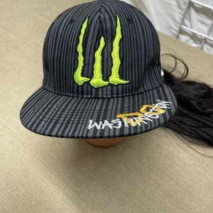 Washington DC Monster Energy Negro Verde Amarillo L/XL Gorra Ajustada Ala Plana - Imagen 1 de 6