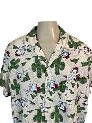 Men's Multicolor Peanuts Button Up Shirt. 3XL. 100% Rayon. Short Sleeve. - Image 1 of 4
