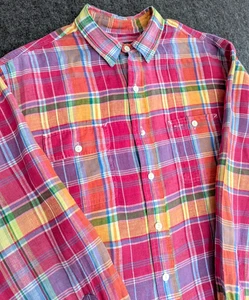 Polo Ralph Lauren Shirt Mens Sz XL Colorful Like Madras Plaid 100% Linen Preppy - Picture 1 of 11