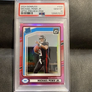 2024 Panini Donruss Michael Penix JR. #308 PSA 10 Rookie Optic Pink Preview RC - Bild 1 von 4