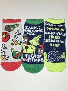 Dr. Seuss The Grinch Herren Söckchen Set 3 Paar Sockengröße 10-13 Weihnachten - Bild 1 von 8
