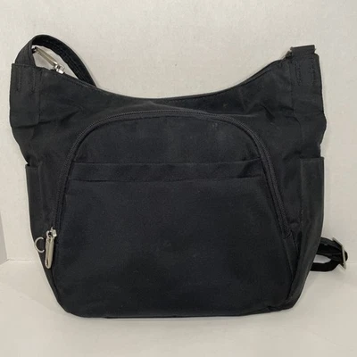 Travelon Crossbody Anti-theft Classic RFID Blocking Black Bucket Bag 10”x14” - Image 1 of 4