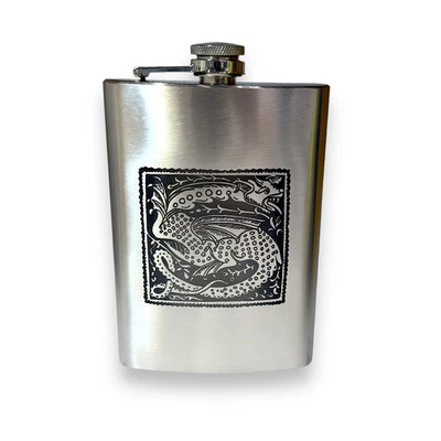 8oz Vintage Dragon Stainless Steel Flask - Image 1 of 4