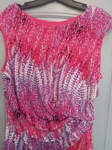Vestido CATO multicolor estampado abstracto superpuesto transparente sin mangas para mujer talla 14 - Imagen 1 de 4