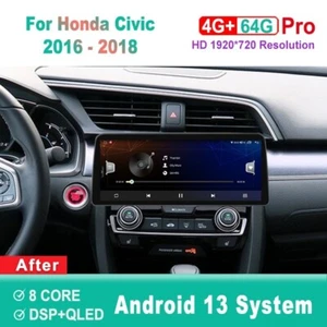 Civic 12.3 inch Screen Android Car Radio For Honda Civic 2016-2018 Head Unit - Picture 1 of 7