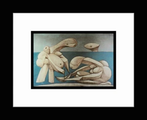 PICASSO - Estampado artístico enmarcado personalizado ""Bañeros con un barco de juguete"" - Imagen 1 de 1
