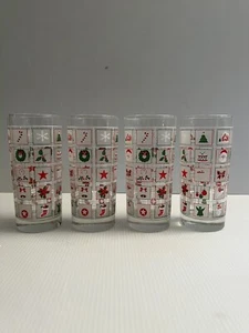 Vintage (4) Culver Christmas Potpourri High Ball Tumblers 15oz Bar Glasses Nice! - Picture 1 of 13