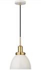 Madison 12´´ ; Wide Pendant with Metal Shade in Pearled White/Brass/Pear 12´´ Wi