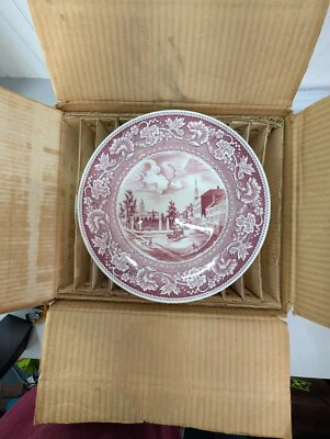 Wedgewood Set 12 Limited 1ª Edición Feria Mundial 1939 Red Transferware NYC NOS Foto 1 de 4