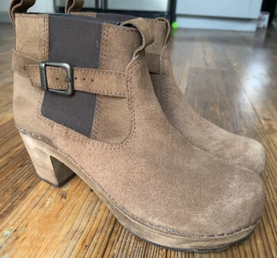 Sanita 靴子女式踝麂皮绒棕色木屐短靴 36 EU | 4.5-5 M — 第 1/4 张图片