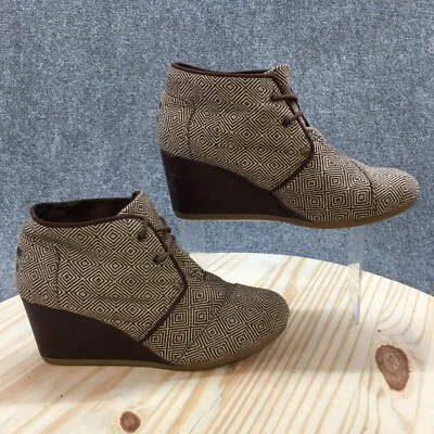 Toms Botas Mujer 9 Espiga Desierto Botines Marrón Cuña Con Cordones 690515 Foto 1 de 4