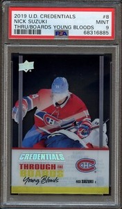 2019-20 UD Credentials Through the Boards Young Bloods #8 - Nick Suzuki - PSA 9