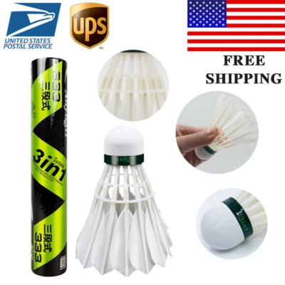 12Pcs Anyball 3in1 Training Duck Feather Shuttlecocks Birdies Badminton Shuttles