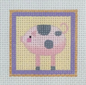  Melissa Shirley HP needlepoint PIG PIGLET mini ornament 587-F 2.25" square 13m - Picture 1 of 3
