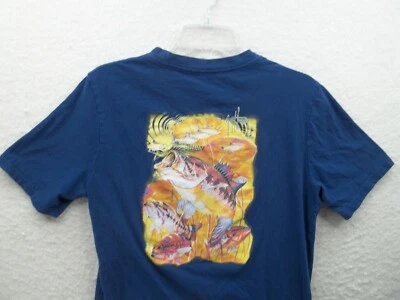 Guy Harvey Mens Blue Bass Fishing Graphic T Shirt Size S - Image 1 of 4