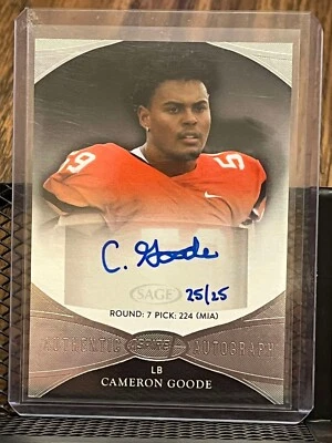 CAMERON GOODE 2022 SAGE ASPIRE ROOKIE CAL BEARS AUTOGRAPH AUTO REFRACTOR 25/25!! - Image 1 of 2