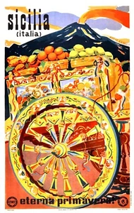 Estampado de arte en pared para el hogar - póster de viaje vintage - SICILIA ITALIA - A4,A3 - Imagen 1 de 1