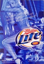 Miller Lite "Spin the Bottle" Sexy Twist Naughty Game 4 Pg Insert Print Ad 2003