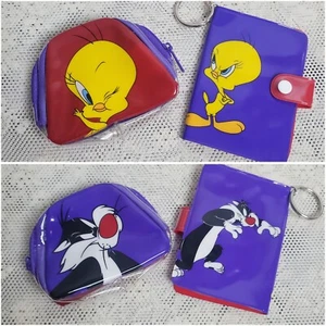Vtg 90s Tweety Bird & Sylvester Coin Purse Wallet Warner Brothers Looney Tunes - Picture 1 of 6