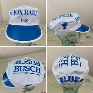 ST LOUIS BLUES - BUSCH BEER NEW Deadstock Vtg 70s-80s White KMOX Painter Hat Cap