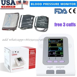 FDA CONTEC08A Blood Pressure Monitor Electronic Sphygmomanomer+3 CUFFS - Picture 1 of 14