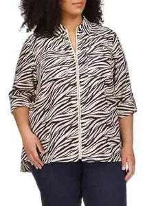 MICHAEL Michael Kors Women's Bone Animal Print Zip-Front Shirt Top Plus Size 3X - Picture 1 of 8