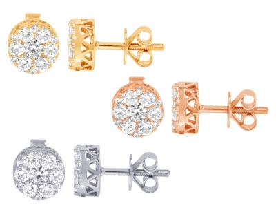 Aretes Nova Solitaire 1 quilate real VS con racimo de diamantes 8 mm oro 14 K-EGL Ce... Foto 1 de 4