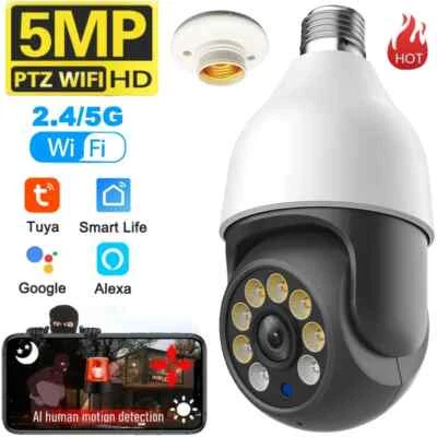 TUYA 5MP 5G Bulb Camera E27 WiFi Smart PTZ CCTV Outdoor Indoor Video Bulb Camera - Image 1 of 4