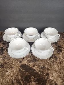 Juego de 5 tazas de té y platillos Harmony House melodía plateada 5 juegos Japón 3647 - Imagen 1 de 9