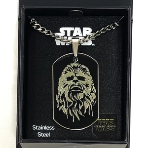 Disney STAR WARS JEWELRY COLLECTION CHEWBACCA DOG TAG 22in Stainless Steel NEW - Picture 1 of 6