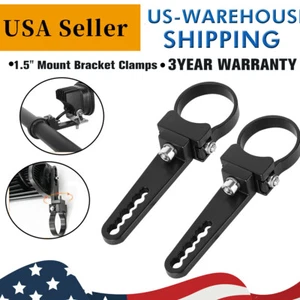 Pair 1.5" Mount Bracket Clamps Bull Roll Cage Tube Holder LED Work Light Bar - Picture 1 of 10