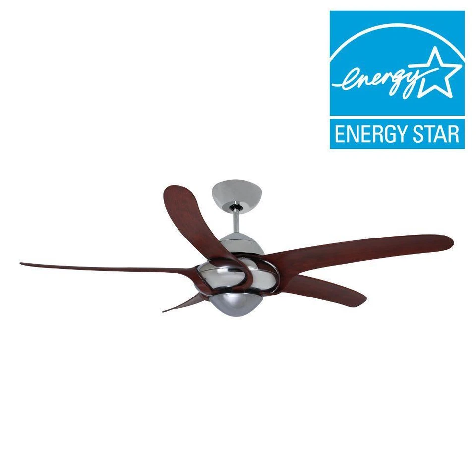 Vento Uragano 54 in. Indoor Chrome Ceiling Fan with 5 Mahogany Blades  K-00073 - Image 1 of 3