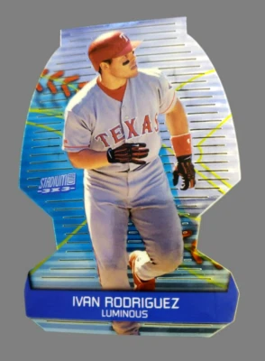 2000 Topps Stadium Club 3 X 3 IVAN RODRIGUEZ Luminous #2B Texas Rangers H.O.F. - Image 1 of 4