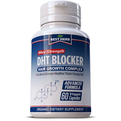 Hair Gain Biotin Hydrolyzed DHT Blocker Growth Vitamin Prostrata Amla Men Women - Image 1 of 4