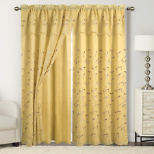 Luxury Gold Curtain/Window Panel Set with Attached Valance and Backing 54 X 84"